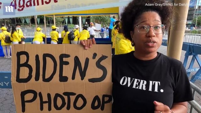 Anti-Biden protesters swarm the UN during president's visit