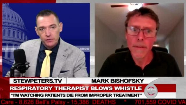 Stew Peters Show, Oct 12, 2021. Mark Bishofsky has over 20 years of experience as a respected respiratory therapist at a large metropolitan hospital, and he's had enough. Bishofsky blew ...