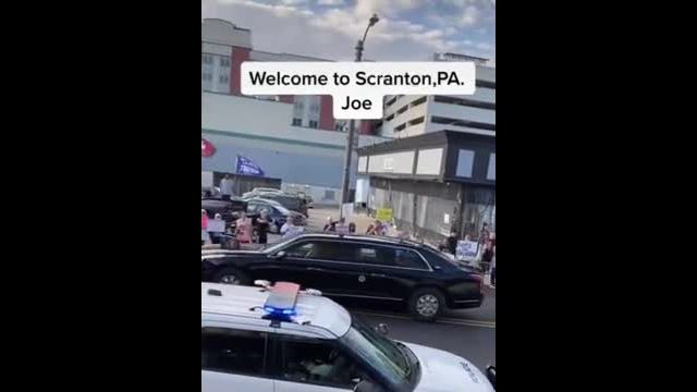 People shout "F*ck Joe Biden" as Biden's motorcade passes through Scranton, PA